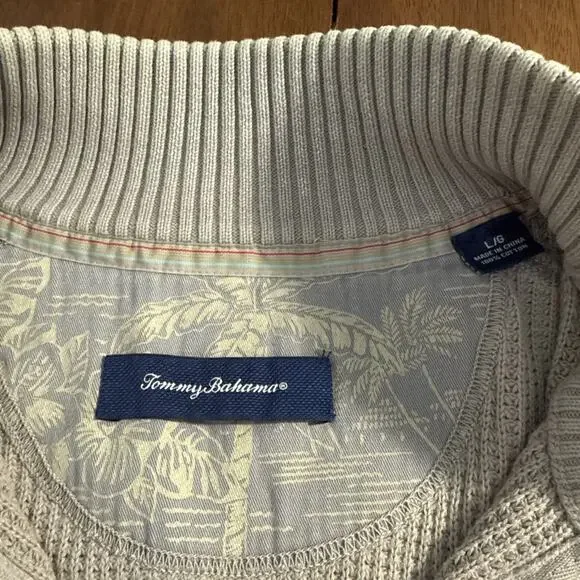 Tommy Bahama Coastal Shores 1/2 Zip Sweater Gray Knit 100% Cotton Size Large - Picture 5 of 11